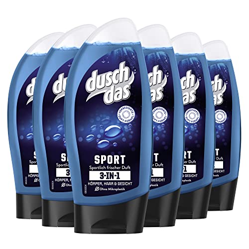 Duschdas 6er Pack 3-in-1 Duschgel & Shampoo Sport mit sportlich frischem Duft dermatologisch getestet 250 ml