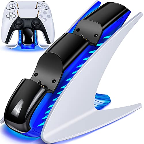 HELLCOOL Ladestation für PS5 Controller, Ladestation Schnelllade Schutzchip mit LED Anzeige für Playstation 5 Controller Ladestation, PS5 Controller Ladegerät Station für DualSense Wireless Controller