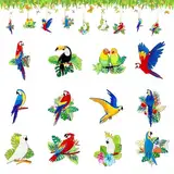 ARTGUTS 12 Stück Hawaiianischer Tropenvogel Anhänger aus Holz, Bezauberndes Blumenlaub, Bunte Vögel für Frühling und Sommer, ideal für Partydekorationen(Vogel)