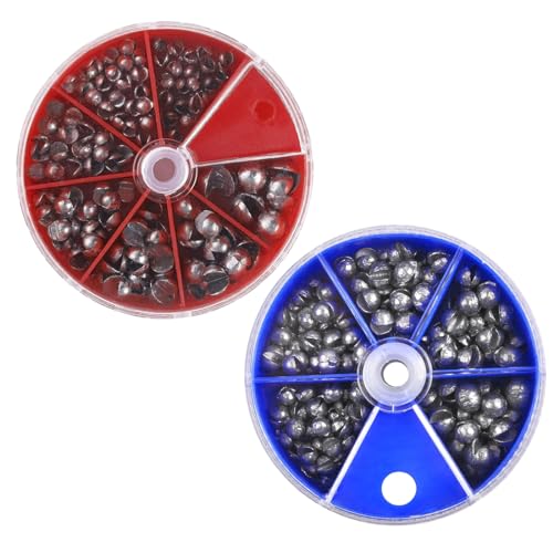 2 Kartons Fishing Bleischrot Angeln-Bleischrot Sortimentsdose,Angeln Blei,Blei Angeln Gewichte,Herausnehmbare Schrotbleie Kit,Angelzubehör