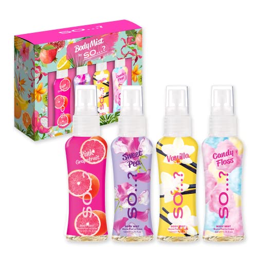 Body Mist By So…? Damen Mini Mist Duftendes Körperspray Geschenkset 4x50ml