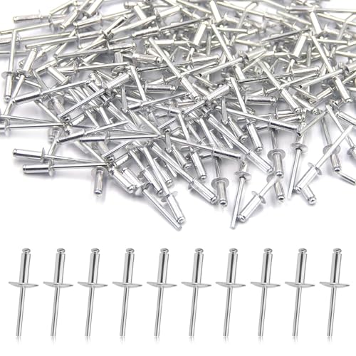 100 Stück Aluminium Blindnieten Set, Popnieten Set 4,8mm x 20mm mit Großem Flansch Blindnieten 4,8 für die Bauindustrie und Verbindungselemente