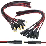 YIXISI 10 Paar 5.5 x 2.1mm DC Power Pigtail Kabel, DC Stecker und Buchse Power Pigtail Adapter, 12V 5A DC Kabelstecker, für CCTV Sicherheit Kamera