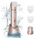 Bikini Trimmer für Frauen Schamhaare 2 in 1 Eletctric Rasierer für Frauen Wiederaufladbarer Eletctric Rasierer - IPX7 wasserdichter Bikini-Trimmer für Achseln, Beine, Arme, Körper (Roségold)