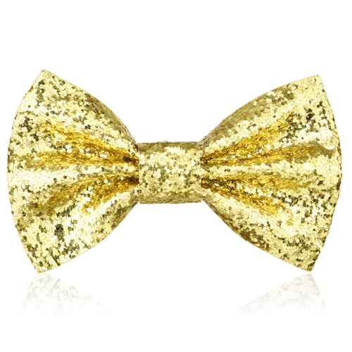 Aomig Glitzer Fliege Herren, Pailletten Fliegen für Männer, Schmale Smoking Fliege Schleife mit Haken, Kostümzubehör Verstellbare Bow Tie für Hochzeit Party, Karneval, Fasching(Gold)