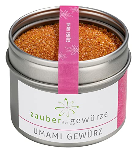 Zauber der Gewürze Umami Gewürz - für den besonderen, würzigen Kick aus 100% natürlichen Gewürzen wie Steinpilzpulver, Tomatenpulver, Sumach, für Suppen, Saucen, Fleisch u.v.m., 65 g