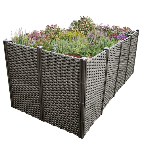 Wels® Raised Bed Hochbeet Pflanzbeet Frühbeet Gartenbeet Pflanzkübel Pflanzkasten Blumenkasten Gemüsebeet Blumenbeet Dunkelbraun 148x60x76cm Kunststoff Plastik HDPE