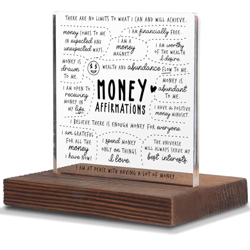 SWS138 "Money Affirmations"-Zeichen, motivierender Reichtum und Reichtum, Manifestation, positive finanzielle Denkweise, Geschenke für Frauen und Männer
