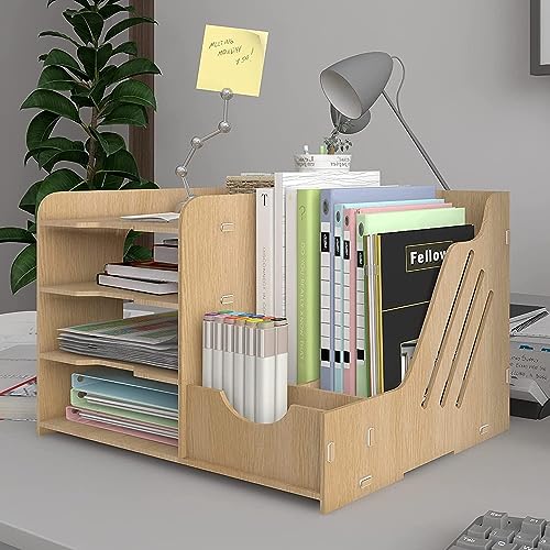 PUNCIA Dokumentenablage A4 Briefablage Ablagefächer Holz Schreibtisch Datei Organizer Papierablage Aktenaufbewahrung Ablagesystem Dokumentenhalter Ordner für Büro Arbeitszimmer Schule Office