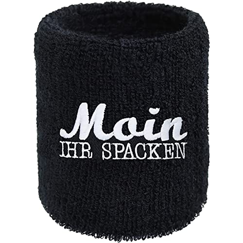 Moin Ihr Spacken lustiges Schweissband mit Stickerei Spruch Designer Schweißband & Absorbierendes Frottee | Extreme Sport Wristband Geschenk Armband Spruch