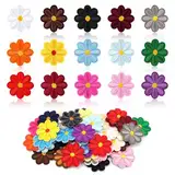 ZIJANG 60 Stück Aufnäher zum Aufbügeln, Blumen Patches zum Aufnähen, Gemischte Farben Flicken zum Aufbügeln, 4×4 cm, Schmelzkleber Bügelpatch, für Kleidung, Rucksäcke, Hüte