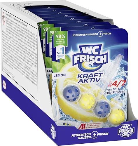 WC Frisch Kraft Aktiv Duftspüler Lemon (10er Pack), WC Reiniger sorgt für Reinigung bei jeder Spülung, Duftsteine für langanhaltend frischen WC Duft