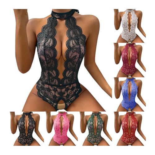 Godom Sexy Dessous Damen für Sex One Piece Erotische Lingerie Negligee Dessous Damen Sexy Unterwäsche Sexy Unterwäsche für Frauen Reizwäsche für Sex Damen Bodysuit Tiefer V-Ausschnitt Reizwäsche