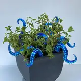 JHIALG 7 Stück Octopus Tentakelpfähle, Harz Lumineszierende Dekorative Pflanzenstecker Glow in The Dark Octopus Gartenstecker Lustige Halloween Pflanze Ornamente für Pflanze Garten Hof