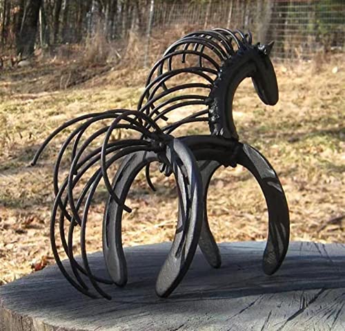 VOLGUT Metall-Pferdeskulptur, Hufeisen-Statue, Dekoration, Hohle Tischplatte, dekorative Metallornamente for Zuhause, Tier, Ornament, kreatives Büro, Arbeitszimmer, Schlafzimmer