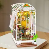 DIY Book Nook Kit Gartenhaus,DIY Booknook Diorama Buchstütze Modellbausatz 3D Puzzle Aus Holz Booknook Miniatur Haus Modellbausatz,Diorama Modelbau für Erwachsene, Bücherregal Deko,Miniatur Haus Kit