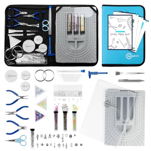BeautyBeads Extended Jewelry Kit für Erwachsene mit Werkzeugen, Perlen und Anhängern - Schmuckherstellung und Reparatur von Armbändern/Ketten/Orbändern - mit Aufbewahrungsbeutel und eBook-Handbuch
