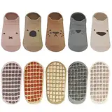 ELUTONG Baby Socken Anti Rutsch Dünn - Schön Baumwolle Rutschfeste Socken Baby Kinder, 5 Paar Sommer Krabbelsocken Stoppersocken für Mädchen Jungen 1-3 Jahre
