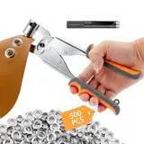 Ecraft Ösenzange-WerkzeugSet: (10 mm) mit 500 silbernen Ösen Ösenzange Metallösen Kits Ösenlochzange Set Banner Maker Maschine für Stoffe,Planenösen,Sonnensegeln