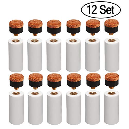 12Pcs Billard-Queue-Spitzen,12mm Ersatz-Schraubspitzen,Harte Billard Pool Queue Tipps Messing Schraub-ersatz Tipps mit Pool Queue Zwinge für Snooker Pool Queues