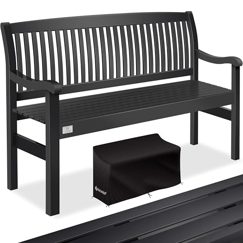 KESSER® Gartenbank Holz Holzbank wetterfest | Für 3 bis 4 Personen | Parkbank aus Massivholz | Sitzbank 320 kg belastbar 150 cm | Balkonbank Bank für Balkon Terrasse & Garten inkl. Cover Anthrazit