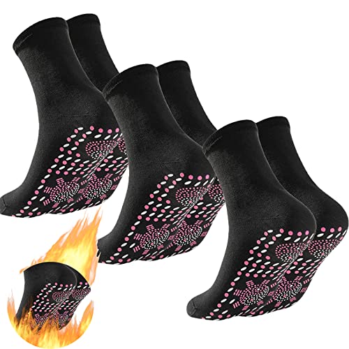 WUERKIYA Beheizbare Socken Fußwärmer Winter Fusswärmer Massage Fußheizung Anti-Müdigkeit rutschfest Herren Damen 3 Pair Einheitsgröße