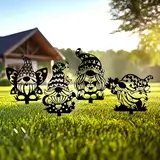 DIMARONGTON Gartenzwerg aus Metall, Gartenzwerge, Gartenzwerge, Dekoration für den Außenbereich, Zwerg Geschenke für den Garten, lustige Zwerge, Dekoration, Gartenzwerge, 4 Stück