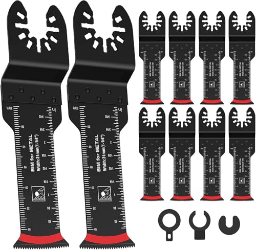 Oszillierende Sägeblätter 10PCS,Multitool Sägeblätter,Bi-Metall,zum Schneiden von Metall, Holznägeln, Schrauben Universal Schnellwechsel Oszillierendes Zubehör