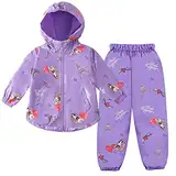 LZH Baby Wasserdichte Anzug Wasserdichte Kapuze Anzug Jacke und Hose Outwear,2714-Lila,1-2 Jahre