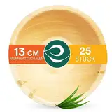 ECO SOUL 100% kompostierbare kleine 13cm, 240ml-Palmblattschalen [25 Stück] Einweg Bambusstil chalen I Strapazierfähige, umweltfreundliche, robuste Schüssel I Biologisch abbaubare Öko-Schalen