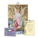 Fratelli Bonella Bild Heiliger Engel auf Brücke und Gebet Engel Gottes auf Italienisch – Bild aus MDF aus Pappel – Religiöses Wandbild Schlafzimmer 8 mm x 10 cm x 15 cm Made in Italy