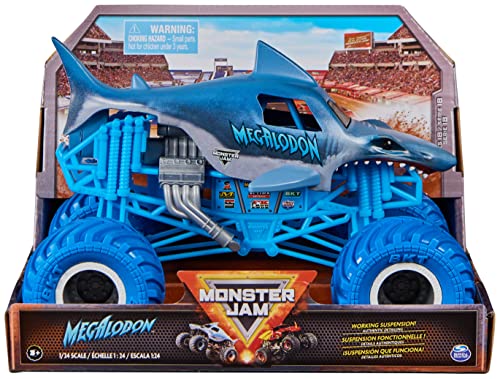 Monster Jam, offizieller Megalodon Monster Truck, Druckguss-Fahrzeug zum Sammeln im Maßstab 1:24, Spielzeug für Kinder ab 3 Jahren