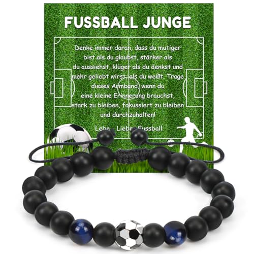 Cadimus Fussball Armband Jungen, Fußball Geschenke für Söhne Neffen Enkel Brüder, 5-12 Jahre, Blau