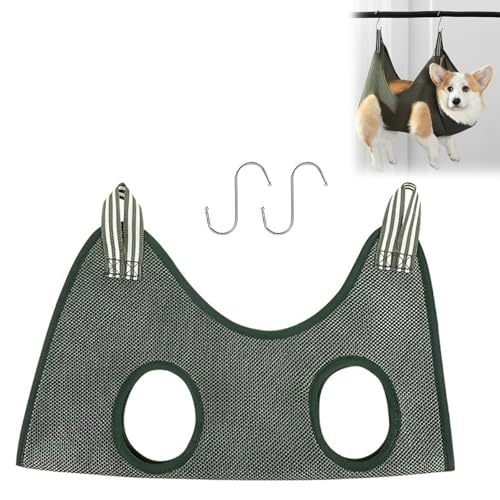 Hundepflege Hängematte, Haustierpflege-Hängemattengeschirr, Hängegeschirr für Nageltrimmen, Hundehängematte, für Hunde zum Krallenschneiden und Krallenpflege, mit 2 S-Förmigen Metallhaken, 51CM x 75CM