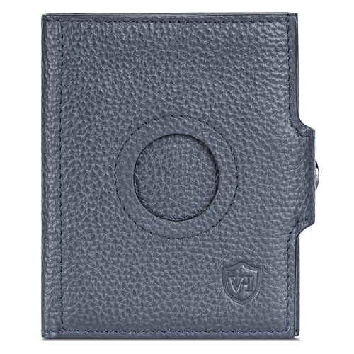 VON HEESEN Slim Wallet mit XL Münzfach & Airtag-Fach Blau