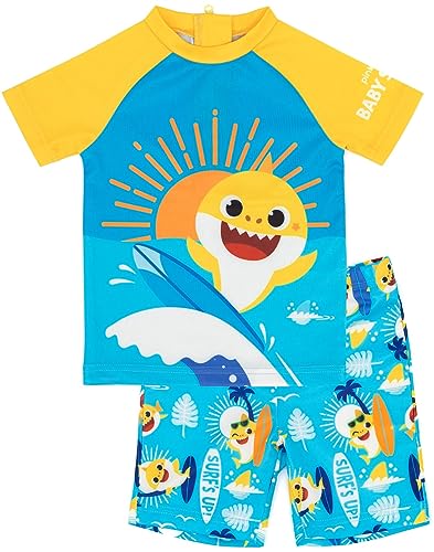 Baby Hai Badeanzug Jungen Kleinkinder 2 Stück Blue T-Shirt Shorts Surf Anzug 18-24 Monate