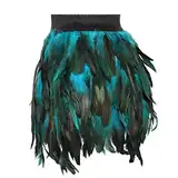 Frauen Feder Rock Körpergeschirr Mittlere Taille Mini A-line Rock Mode Käfig Dessous Gothic Rave Wear