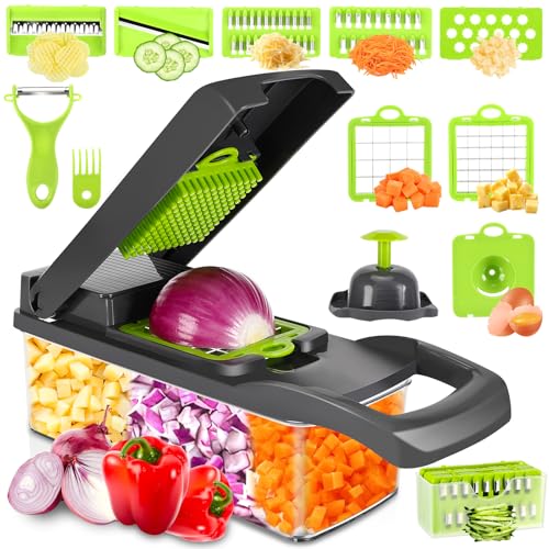 Lociban Gemüseschneider, Mandoline Gemüsehobel, 16 In 1 Mehrzweck Gemüse Schneider, Vegetable Chopper, Kartoffelschneider, Zwiebelschneider, Obstschneider