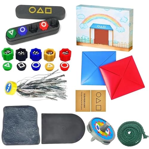 Usper Gonggi Korean Game, 3D Verschlimmerung Gonggi Spiel, Gong-Gi, Jebi Chagi, Biseokchigi, Paeng-Y, Ddakji Gonggi Stones FüR Alle Altersgruppen Hand-Auge Koordinationstrainingsspielzeug (E Set)