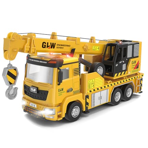 LTFIOON Kranwagen Spielzeug, 1:40, Teleskopierbarer Ausleger, Ausfahrbarem Kran, Baustellen Fahrzeuge Spielzeug Set, Metall Baufahrzeuge, Kinder Baustellenfahrzeuge für 3 4 5 6 7 Jahre
