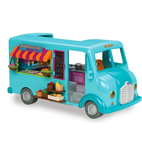 Li’l Woodzeez 89-teilig Food Truck Imbisswagen Set mit Zubehör – Eiscreme, Pizza, Tacos, Geschirr und mehr – Spielzeug für Kinder ab 3 Jahren