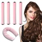 EUZUXU 4 Stück Hitzefreie Lockenwickler, Lockenwickler Über Nacht, Heatless Curls Band, Lockenwickler Heatless Curls für Alle Haartypen, Locken Ohne Hitze für Lange Haare