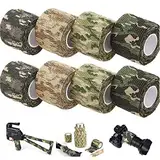 XunHe Camo Tapes, 8 Rollen Multifunktionales Stealth Camouflage Tape Stoffwickel Selbstklebender Vliesstoff Band Camo Stretch Bandage für Taschenlampe, Teleskop, Fahrrad (5CMx4.5M) (A-Tarnung)