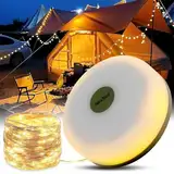 ELLASAY 20M Camping Fairy Lights, Outdoor Fairy Lights with 5 Lighting Modes, 30s Recovery, Durable and Waterproof, USB Charge, 10 m Portable Camping Lamp for Camping, Garden and Hiking (Warm, 20M)