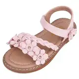 ANBIWANGLUO Sandalen Mädchen Leder Sandalen für Mädchen Sommerschuhe Mädchen Sandales Blumen 27 EU,Rosa