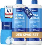 PRINOX® Ultraschallreiniger Konzentrat 2x 1030ml inkl. Mikrofasertuch I Extrem ergiebig für 700 Bäder je Flasche - Für Brille, Schmuck, Gebiss, Kleinteile - Ultraschallgeräte, Ultraschallbad