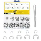 E-Clips, 200 Stk E-clip Sprengringe Set, E Clip Sicherungsringe Sortiment Set, Interner Externer Sprengring Unterlegscheiben für Befestigen Lagern Zahnrädern Riemenscheiben, 10 Größen