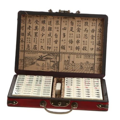 Abaodam Reise Mahjong Spielset Traditionelles Chinesisches Mahjong Mit Lederetui Und Englischer Anleitung Tragbares Mahjong Für Unterwegs Perfekt Für Familien Und Freunde