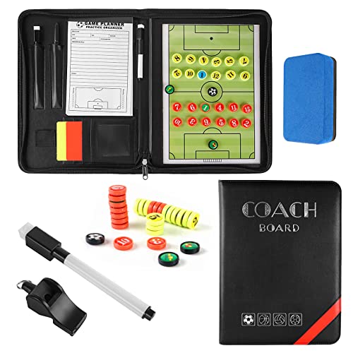 RoseFlower Coaches Taktiktafel Fussball, Professional Faltbares Fußball Trainer Taktikmappe Taktikboards Coach-Board mit Magnete, Stifte und Radiergummi - Ideal für Taktiken und Spielanpassungen #3