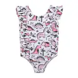 Badende Ruffles Toddler Beach einteilig Kinder Dinosaurier Baby Mädchen drucken Bikinis Für Mädchen (Pink, 12-24 Months)